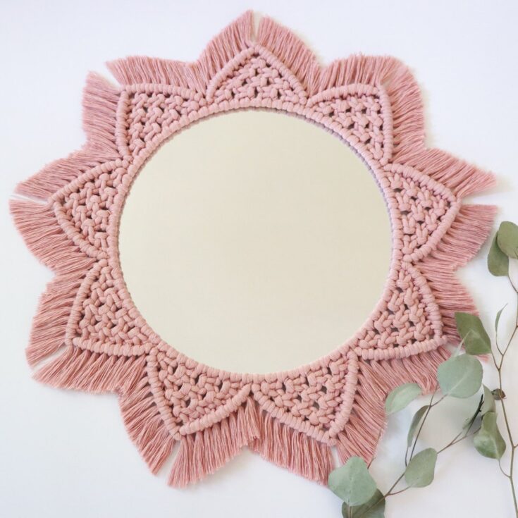 Image for Boho Blush Pink Macrame Mirror Flower Design Macrame Mirror Girls Room Pink Wall Art Trendy Boho Nursery Decor Baby Shower Gift - Etsy