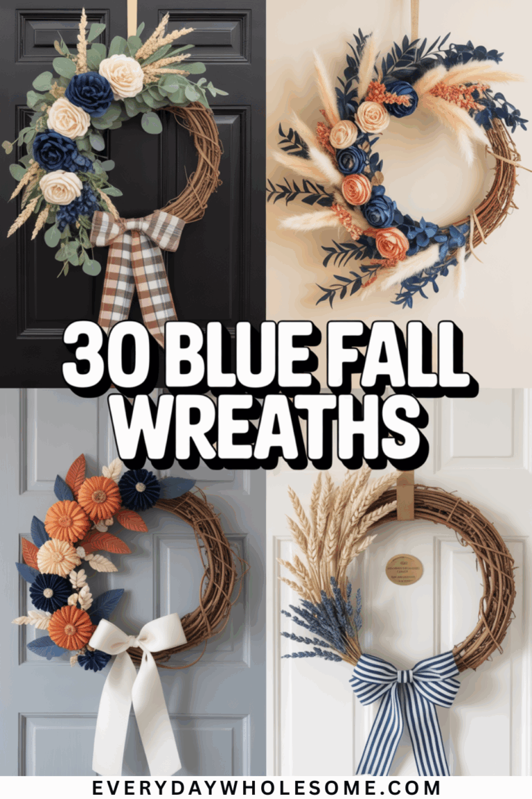 Blue Fall 30 Blue Fall Wreaths for a Stunning Autumn Front Door – Everyday Wholesome