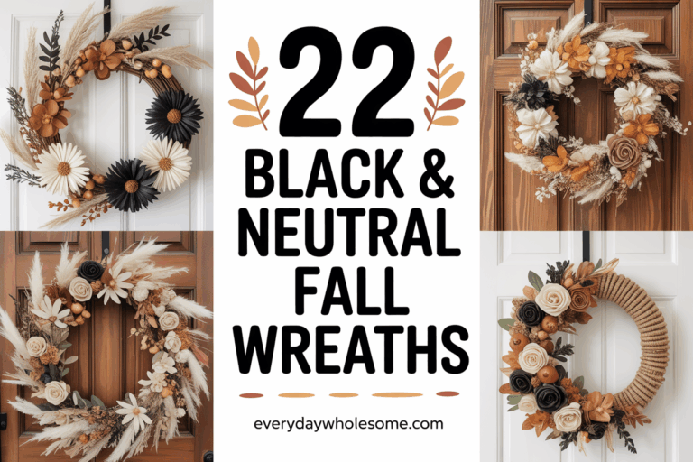 22 Neutral Fall Wreaths in Black, Tan & White for a Chic Front Door