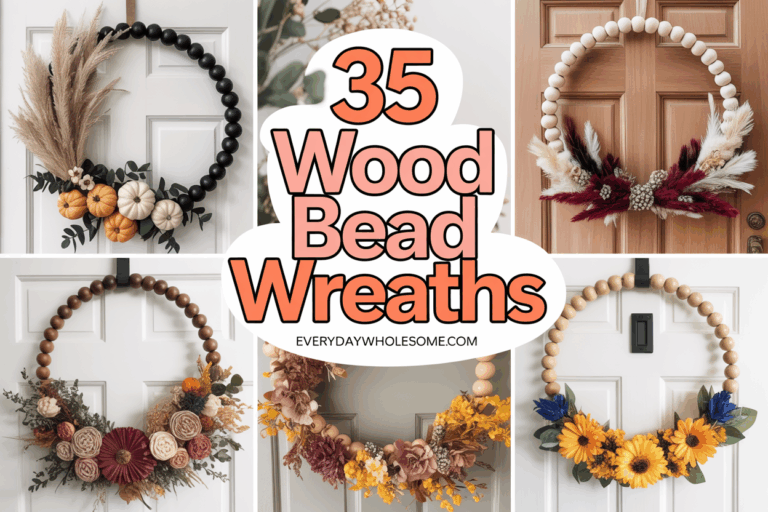 35 Gorgeous Fall Wood Bead Wreaths for Rustic, Farmhouse, and Autumn Door Decor