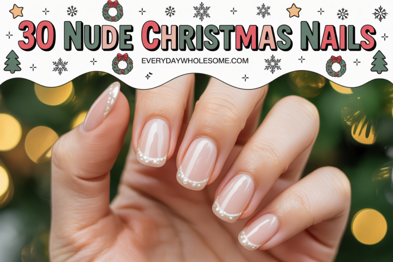 19 Nude Christmas Nails Ideas for Elegant Holiday Styling